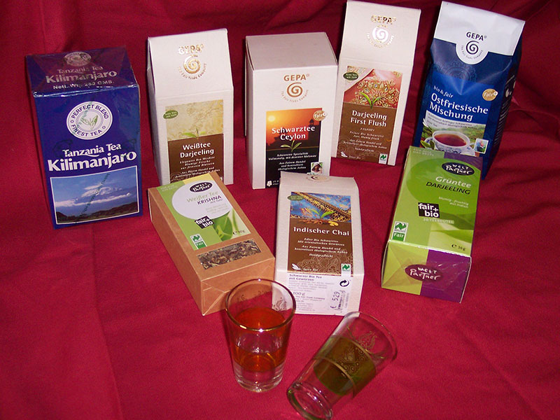 Fair gehandelte Tees von WeltPartner, GEPA und El Puente.