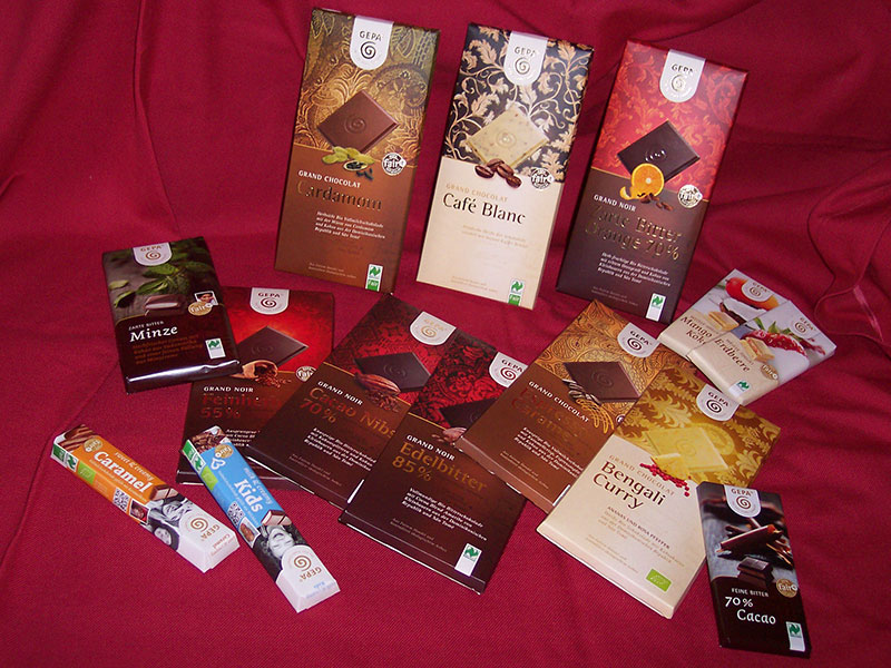 Fair gehandelte Schokoladen.
