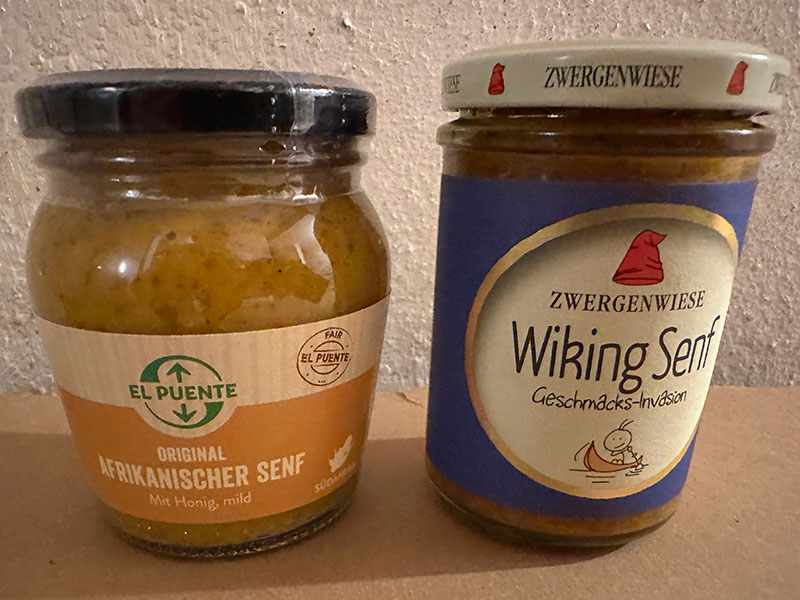 Bio-Senf von El Puente und Zwergenwiese.